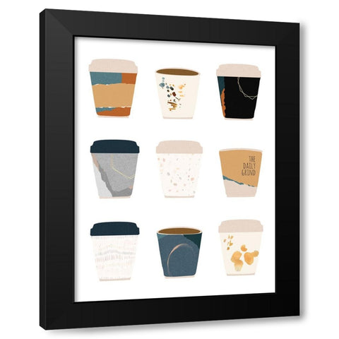 To Go Coffee Cup Variety Black Modern Wood Framed Art Print by McCully, Jennifer