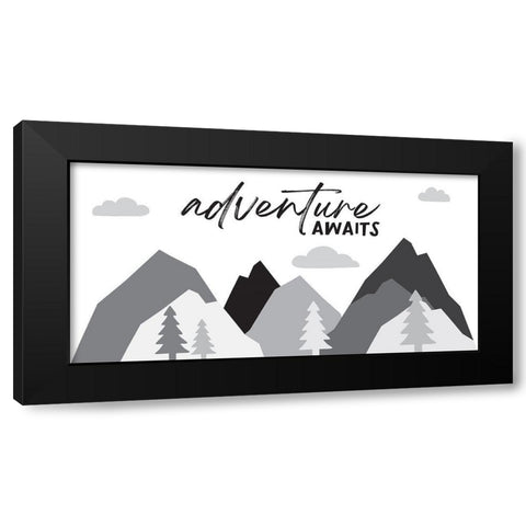 Adventure Awaits Black Modern Wood Framed Art Print with Double Matting by McCully, Jennifer