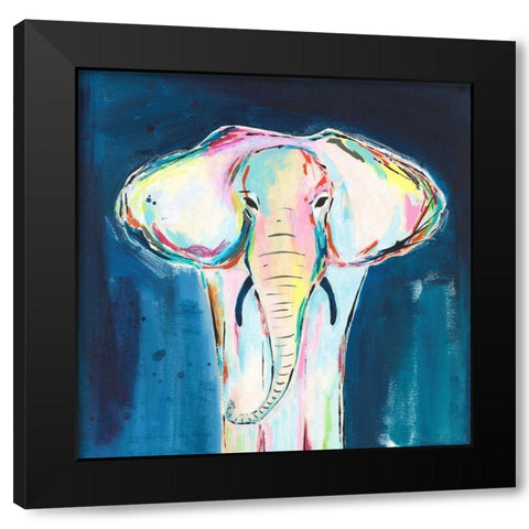 Tie Dye Elephant Black Modern Wood Framed Art Print by McCully, Jennifer
