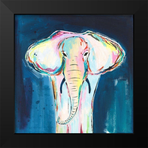 Tie Dye Elephant Black Modern Wood Framed Art Print by McCully, Jennifer