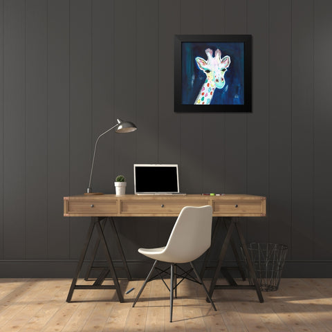 Tie Dye Giraffe Black Modern Wood Framed Art Print by McCully, Jennifer