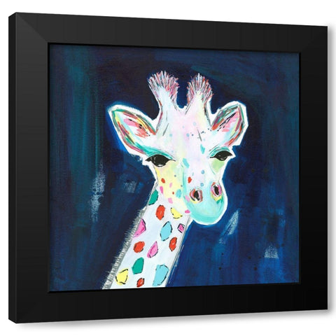 Tie Dye Giraffe Black Modern Wood Framed Art Print by McCully, Jennifer