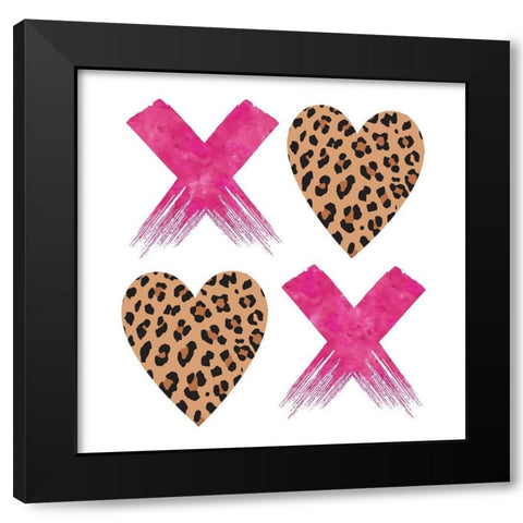 XOXO Leopard. Black Modern Wood Framed Art Print by McCully, Jennifer