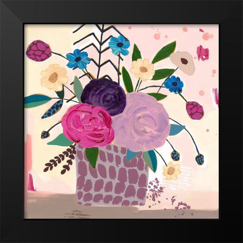 Plum Floral Black Modern Wood Framed Art Print by McCully, Jennifer