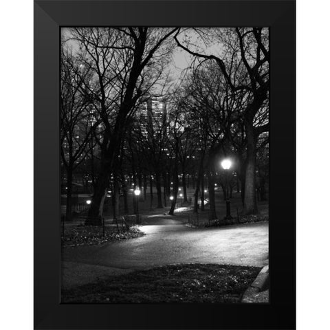 Central Park Night Stroll Black Modern Wood Framed Art Print by Pica, Jeff
