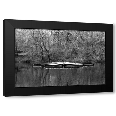 Central Park Rowboats Together Black Modern Wood Framed Art Print by Grey, Jace