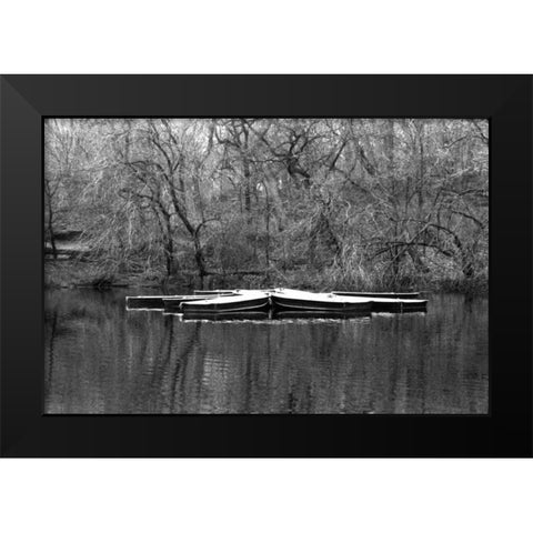 Central Park Rowboats Together Black Modern Wood Framed Art Print by Grey, Jace