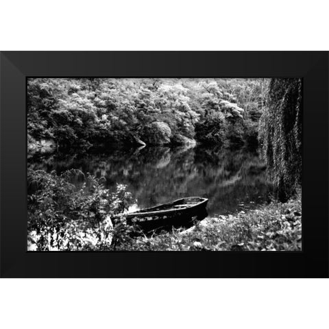 Central Park Rowboat Black Modern Wood Framed Art Print by Grey, Jace