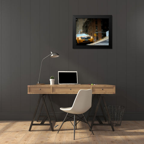 NYC Taxi Puddle 0643 E Black Modern Wood Framed Art Print by Pica, Jeff