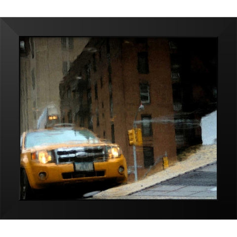 NYC Taxi Puddle 0643 E Black Modern Wood Framed Art Print by Pica, Jeff