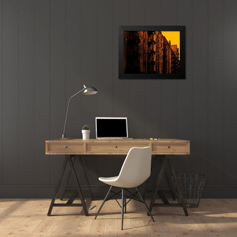 Fire Escapes Black Modern Wood Framed Art Print by Pica, Jeff