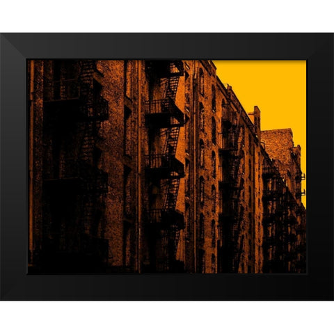 Fire Escapes Black Modern Wood Framed Art Print by Pica, Jeff