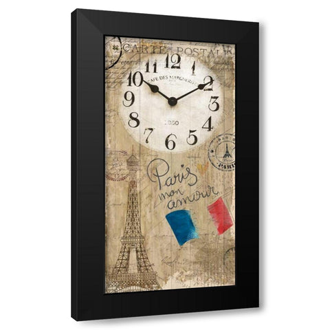 Paris Clock Black Modern Wood Framed Art Print with Double Matting by Allen, Kimberly