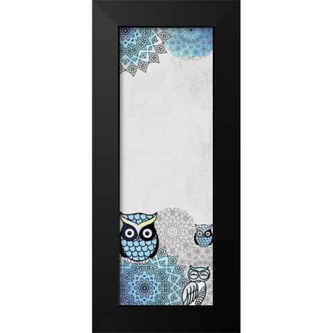Owls in Blue Black Modern Wood Framed Art Print by Allen, Kimberly