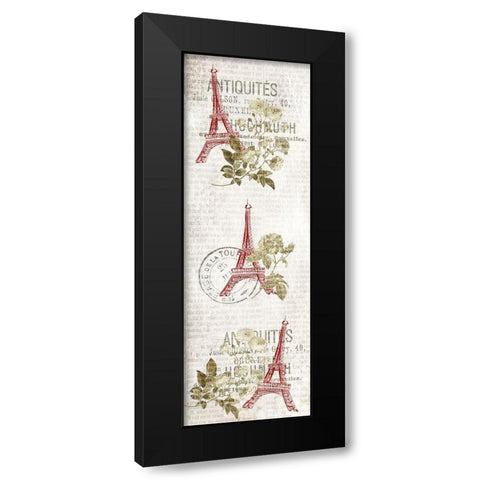 Paris Script panel Black Modern Wood Framed Art Print with Double Matting by Kimberly, Allen