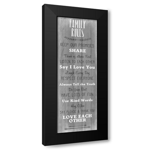 Family Rules v5 Black Modern Wood Framed Art Print by Kimberly, Allen