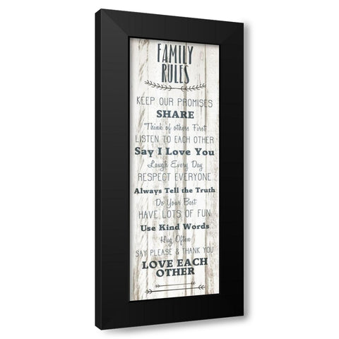 Family Rules v1 Black Modern Wood Framed Art Print with Double Matting by Kimberly, Allen