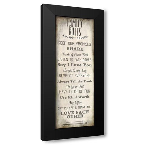 Family Rules v2 Black Modern Wood Framed Art Print with Double Matting by Kimberly, Allen