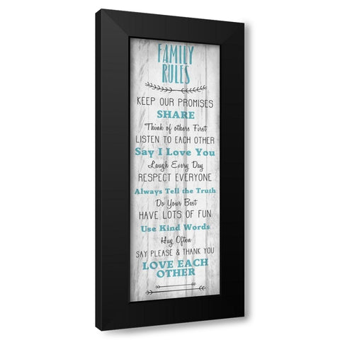 Family Rules v3 Black Modern Wood Framed Art Print with Double Matting by Kimberly, Allen