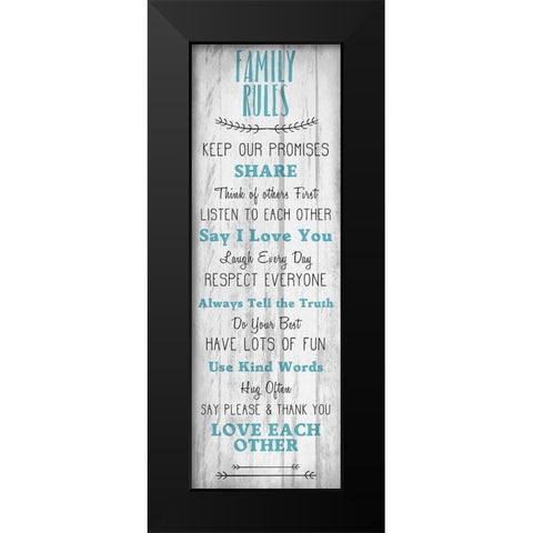 Family Rules v3 Black Modern Wood Framed Art Print by Kimberly, Allen