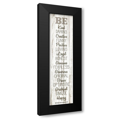 BE Happy v2 Black Modern Wood Framed Art Print with Double Matting by Kimberly, Allen