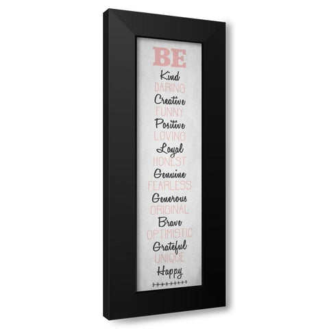 BE Happy v3 Black Modern Wood Framed Art Print with Double Matting by Kimberly, Allen