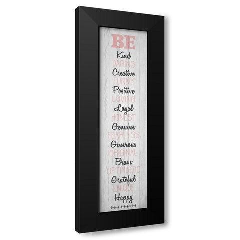 BE Happy v4 Black Modern Wood Framed Art Print with Double Matting by Kimberly, Allen