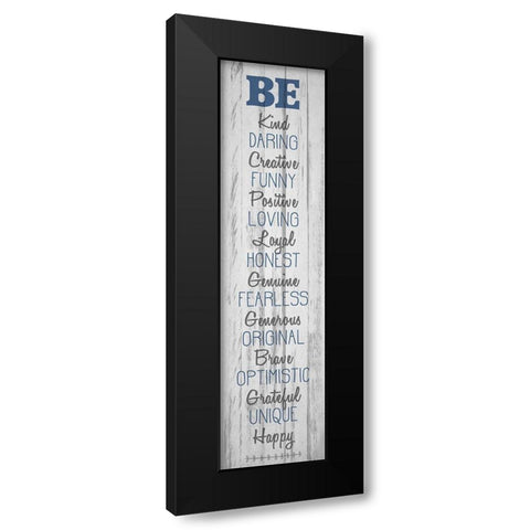 BE Happy v5 Black Modern Wood Framed Art Print with Double Matting by Kimberly, Allen