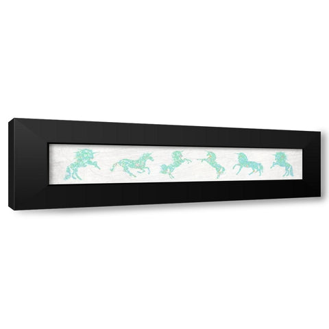 Teal Unicorns Black Modern Wood Framed Art Print with Double Matting by Kimberly, Allen