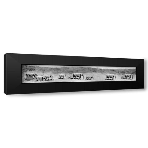 Traveling Family BnW Black Modern Wood Framed Art Print with Double Matting by Kimberly, Allen