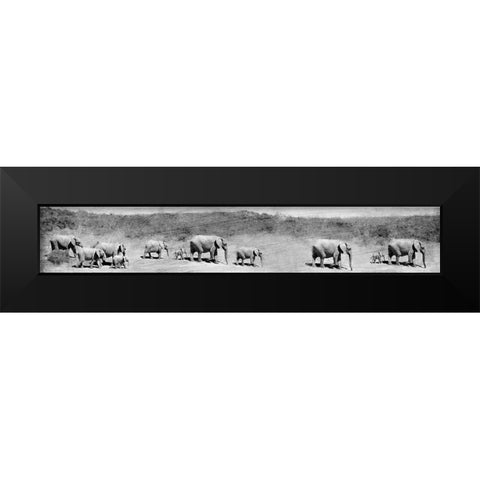 Traveling Family BnW Black Modern Wood Framed Art Print by Kimberly, Allen