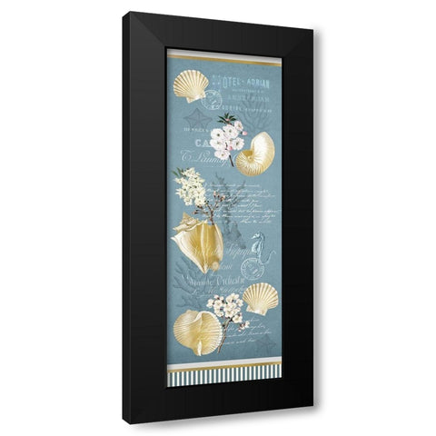 Cherry Blossom and Shells Blue Black Modern Wood Framed Art Print with Double Matting by Kimberly, Allen