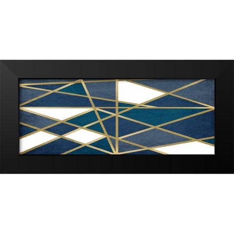 Gold and Blue Maze v2 Black Modern Wood Framed Art Print by Kimberly, Allen