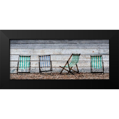 Sitting on the Beach Black Modern Wood Framed Art Print by Kimberly, Allen