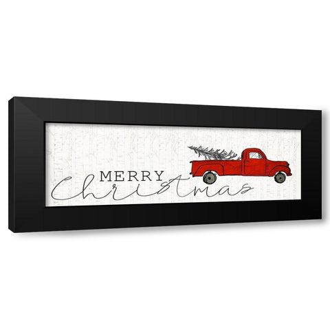Merry Christmas Truck Black Modern Wood Framed Art Print with Double Matting by Kimberly, Allen