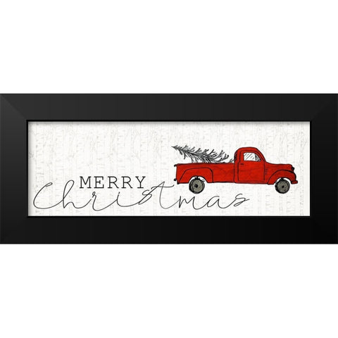 Merry Christmas Truck Black Modern Wood Framed Art Print by Kimberly, Allen