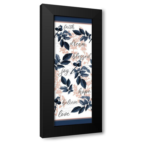 Navy Branches Panel Words Black Modern Wood Framed Art Print with Double Matting by Allen, Kimberly