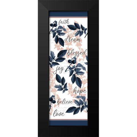 Navy Branches Panel Words Black Modern Wood Framed Art Print by Allen, Kimberly