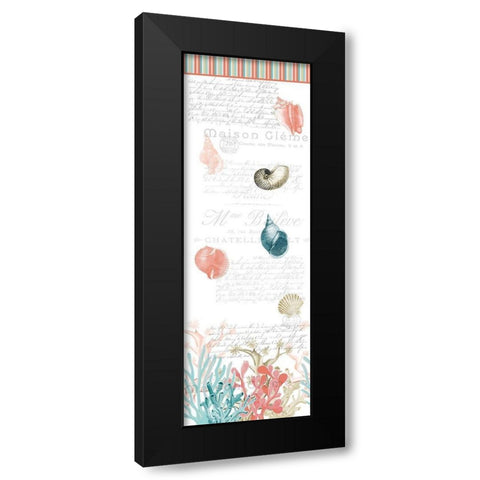 Coral Coastal Panel Black Modern Wood Framed Art Print by Kimberly, Allen