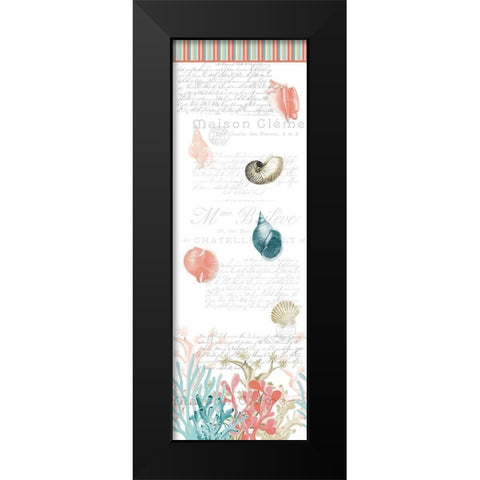 Coral Coastal Panel Black Modern Wood Framed Art Print by Kimberly, Allen