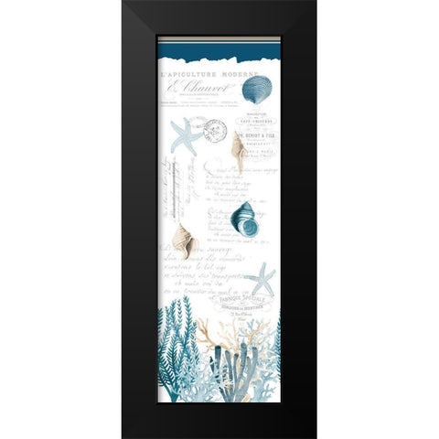Coral Cove Blue Black Modern Wood Framed Art Print by Kimberly, Allen