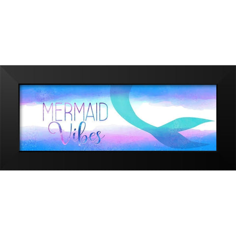Mermaid Vibes Black Modern Wood Framed Art Print by Kimberly, Allen