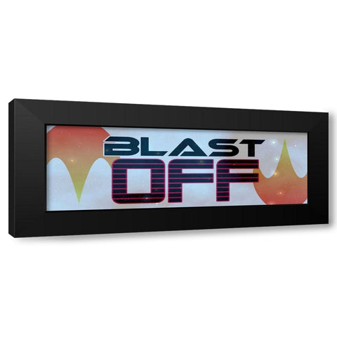 Blast Off Rocket Black Modern Wood Framed Art Print by Kimberly, Allen