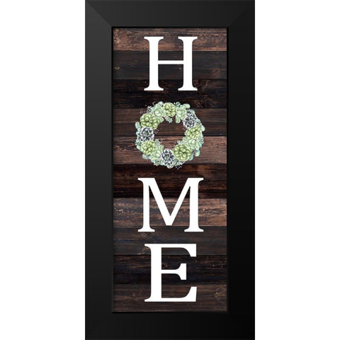 Home Succulent Wreath Black Modern Wood Framed Art Print by Kimberly, Allen