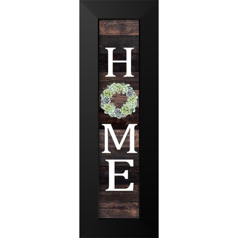 Home Succulent Wreath Black Modern Wood Framed Art Print by Kimberly, Allen