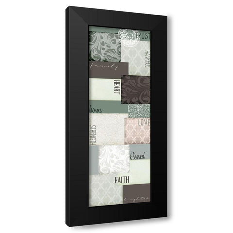 Faith Patchwork Panel Black Modern Wood Framed Art Print with Double Matting by Allen, Kimberly