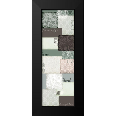 Faith Patchwork Panel Black Modern Wood Framed Art Print by Allen, Kimberly