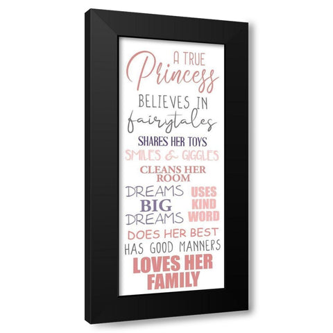 Princess Rules B Black Modern Wood Framed Art Print by Allen, Kimberly