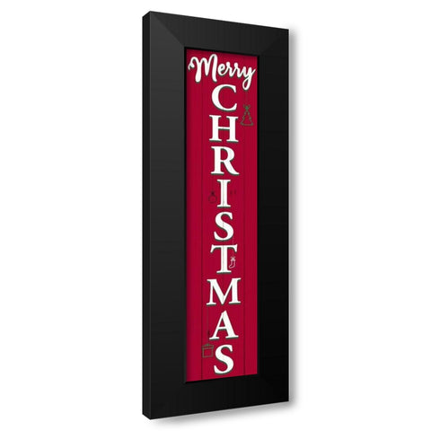 Merry Christmas Porch Sign Black Modern Wood Framed Art Print by Allen, Kimberly