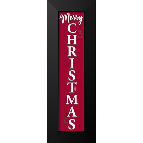 Merry Christmas Porch Sign Black Modern Wood Framed Art Print by Allen, Kimberly